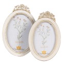 Clayre & Eef Bilderrahmen 13x18 cm Weiß Goldfarbig Kunststoff Glas Oval