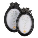 Clayre & Eef Bilderrahmen 13x18 cm Schwarz Kunststoff Glas Oval