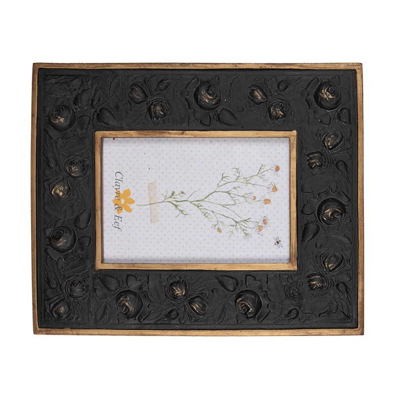 Clayre & Eef Cadre photo 10x15 cm Noir Couleur or Plastique Verre Rectangle
