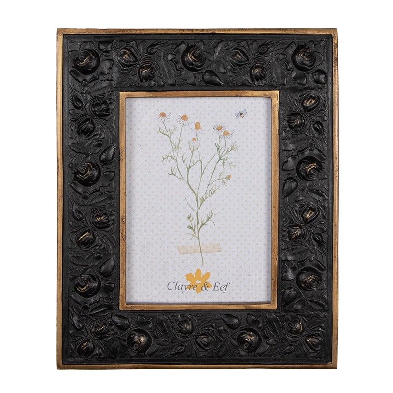 Clayre & Eef Photo Frame 13x18 cm Black Gold colored Plastic Glass Rectangle