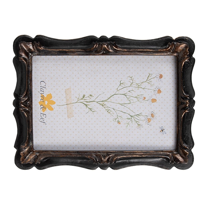 Clayre & Eef Photo Frame 10x15 cm Black Brown Plastic Glass Rectangle