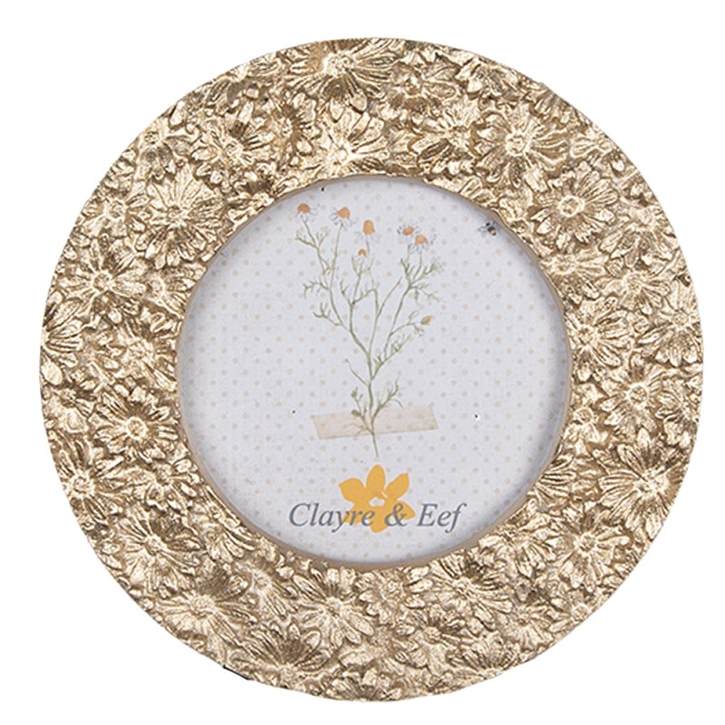 Clayre & Eef Photo Frame 8x8 cm Beige Plastic Glass Round