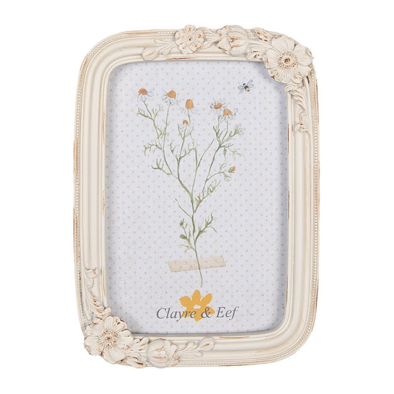 Clayre & Eef Cadre photo 10x15 cm Beige Plastique Verre Rectangle