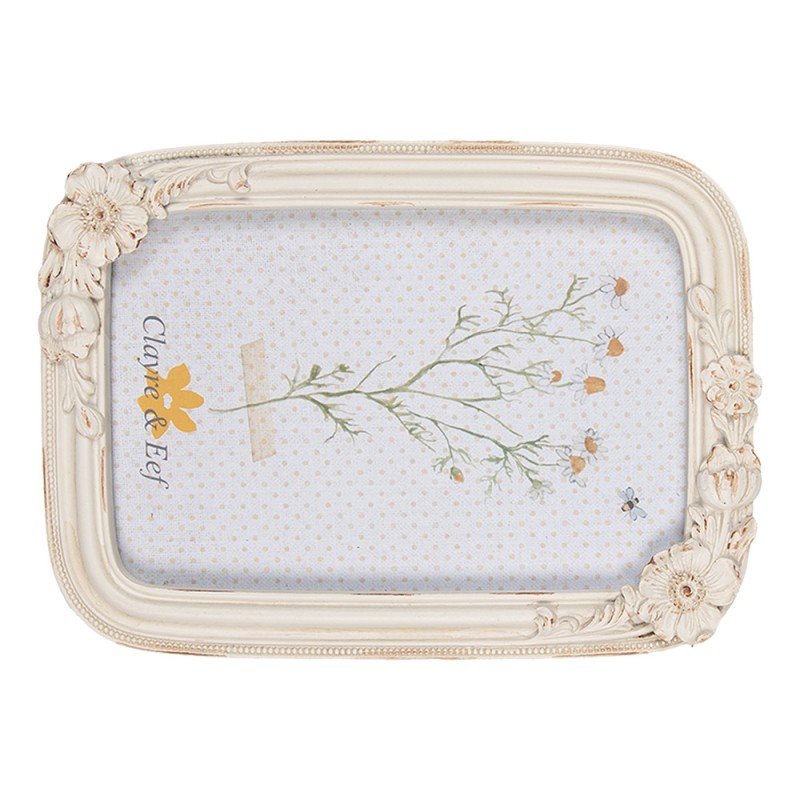 Clayre & Eef Cadre photo 10x15 cm Beige Plastique Verre Rectangle