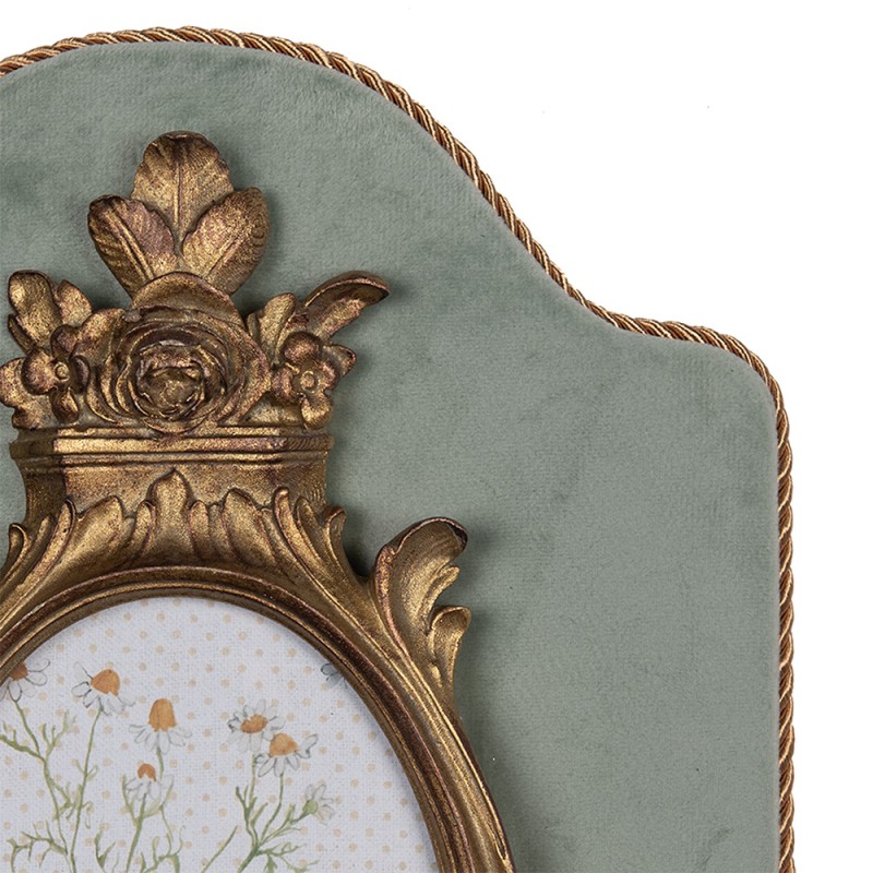 Clayre & Eef Photo Frame 10x15 cm Green Gold colored Plastic Glass