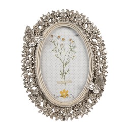 Clayre & Eef Bilderrahmen 10x15 cm Silberfarbig Polyresin Oval