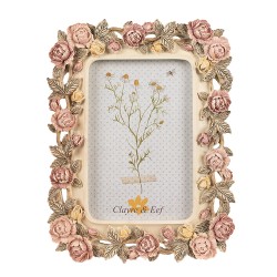 Clayre & Eef Bilderrahmen 10x15 cm Rosa Kunststoff Glas Rosen