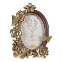 Clayre & Eef Cornice per foto 10x15 cm Color oro Poliresina Fiori