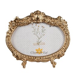 Clayre & Eef Photo Frame 10x15 cm Gold colored Polyresin Oval