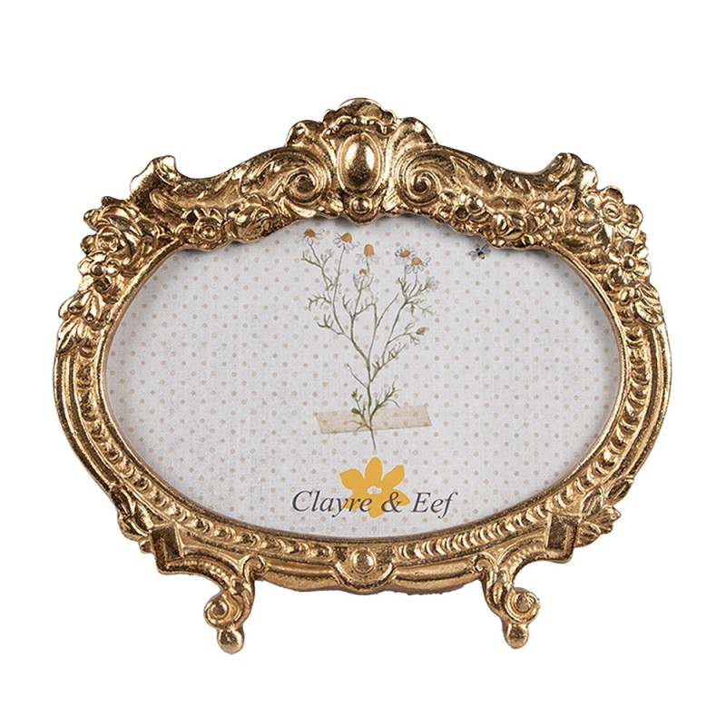 Clayre & Eef Photo Frame 10x15 cm Gold colored Polyresin Oval