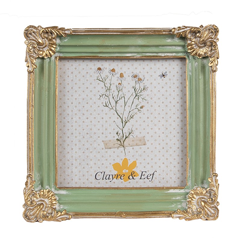 Clayre & Eef Cornice per foto 10x10 cm Verde Poliresina