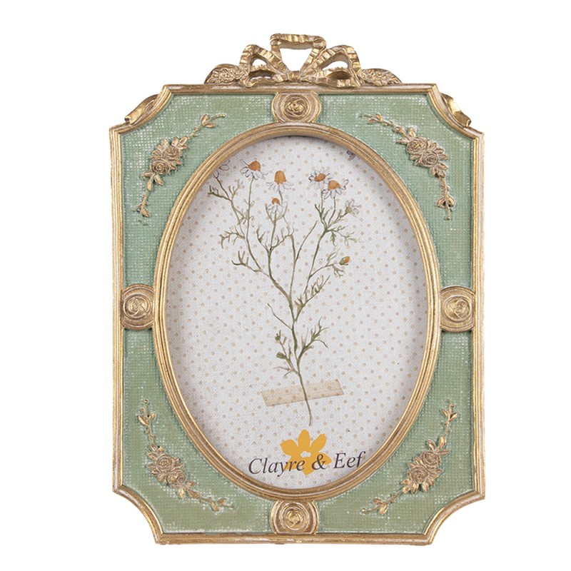 Clayre & Eef Fotolijst 13x18 cm Groen Goudkleurig Polyresin Rechthoek