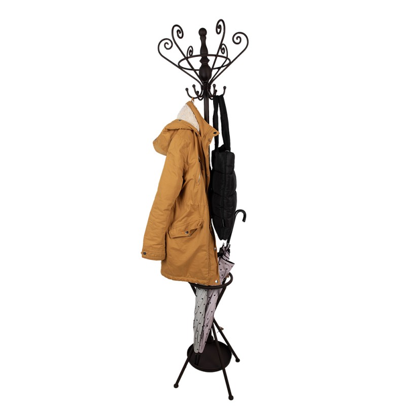 Clayre & Eef Attaccapanni da terra 180 cm Marrone Ferro