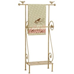 Clayre & Eef Porte-serviettes 55x18x97 cm Beige Marron Fer Rectangle Oiseau