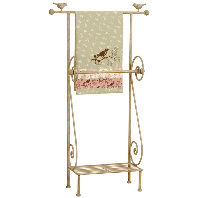 Clayre & Eef Handtuchhalter 55x18x97 cm Beige Braun Eisen Rechteck Vogel
