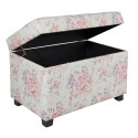 Clayre & Eef Poef  61x37x43 cm Roze Hout Textiel Rechthoek Bloemen