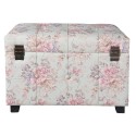 Clayre & Eef Poef  61x37x43 cm Roze Hout Textiel Rechthoek Bloemen