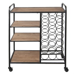 Clayre & Eef Keukentrolley  76x37x89 cm Zwart Hout Metaal Rechthoek