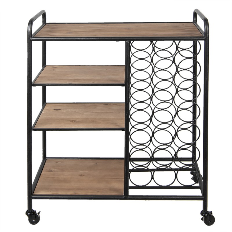 Clayre & Eef Carrello da cucina 76x37x89 cm Nero Legno Metallo Rettangolo