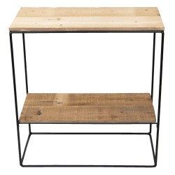 Clayre & Eef Tavolino da appoggio 60x25x66 cm Marrone Legno Ferro Rettangolo