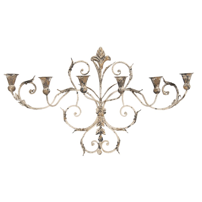 Clayre & Eef Candeliere da parete 82x15x48 cm Beige Ferro