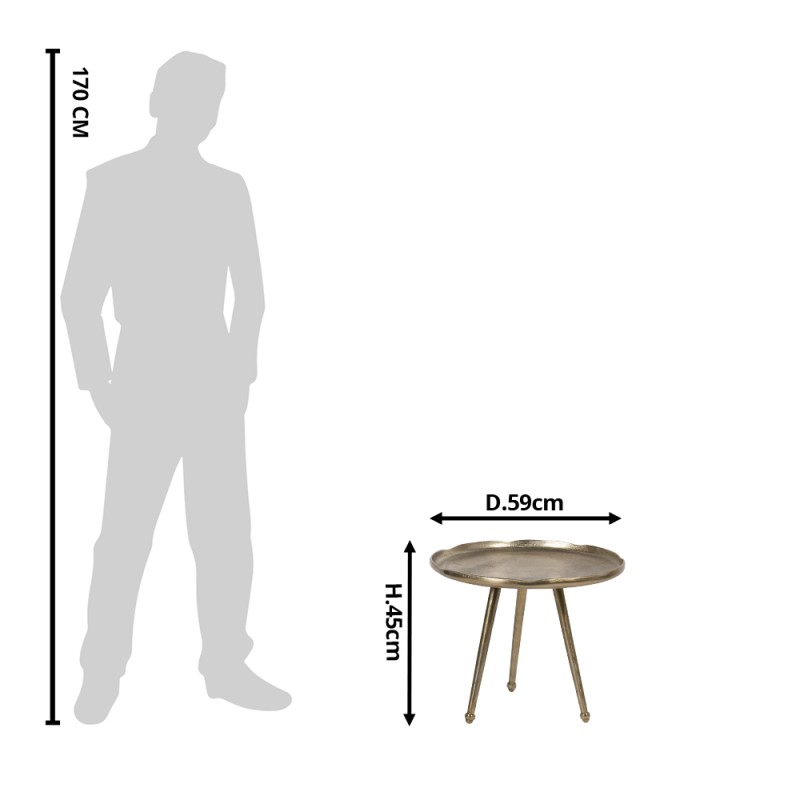 Clayre & Eef Side Table Ø 59x45 cm Gold colored Aluminium Round