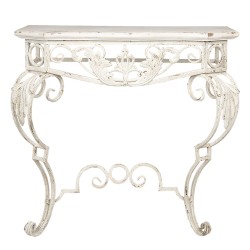 Clayre & Eef Sidetable  86x44x81 cm Wit Ijzer Hout Rechthoek