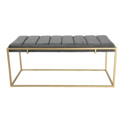 Clayre & Eef Poef  110x50x46 cm Grijs Hout Metaal Rechthoek