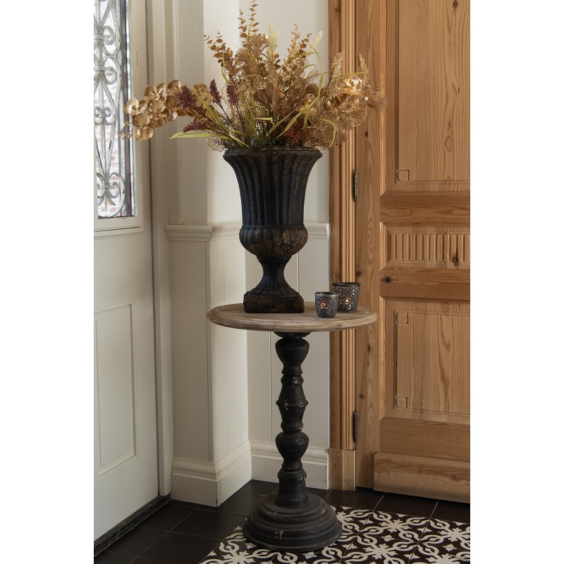 Clayre & Eef Side Table Ø 57x75 cm Brown Wood Iron Round