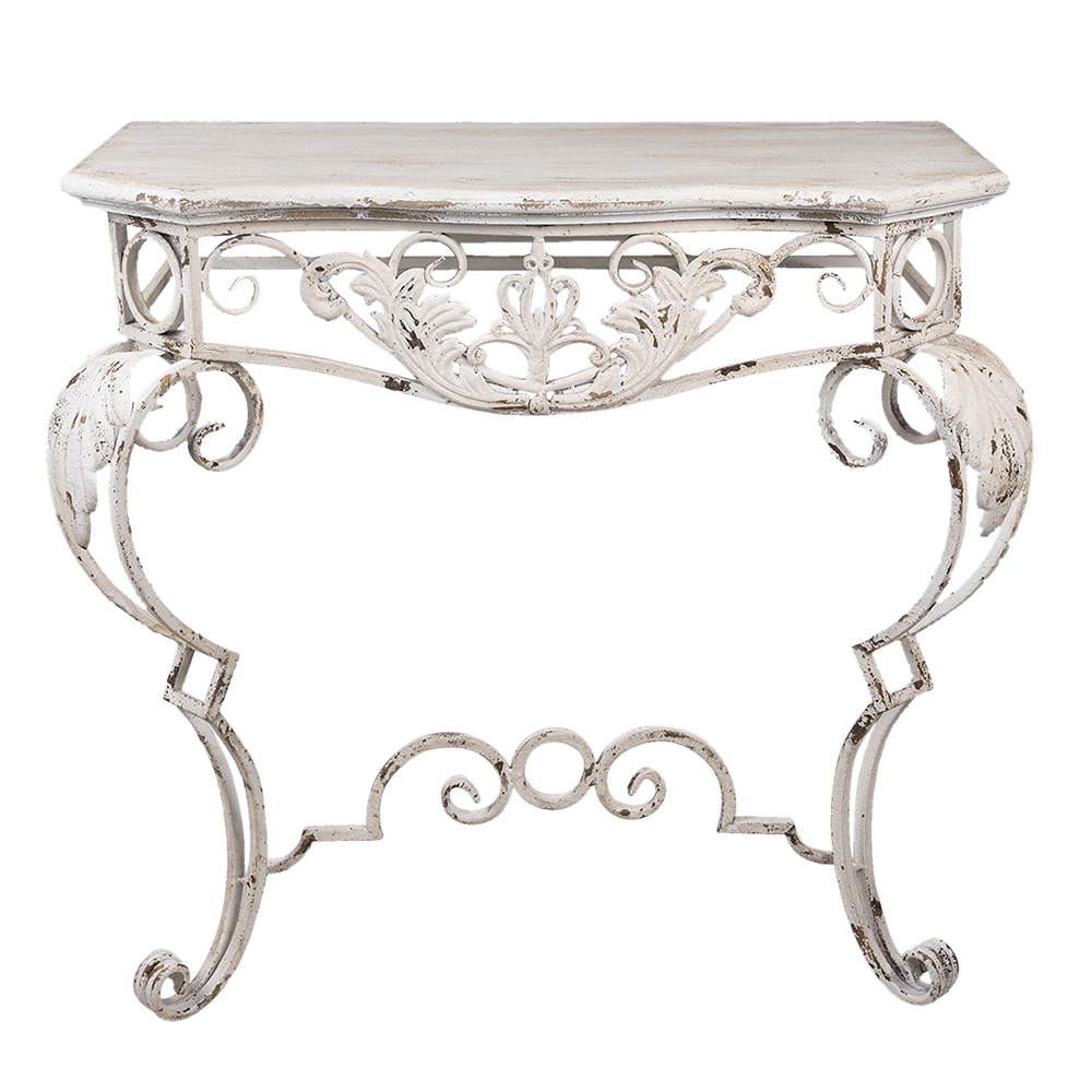 Clayre & Eef Sidetable 86x44x81 cm Wit Hout afbeelding 1
