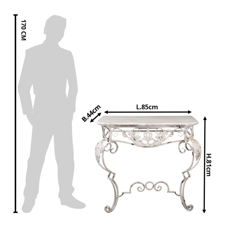 Clayre & Eef Sidetable  86x44x81 cm Wit Hout Ijzer