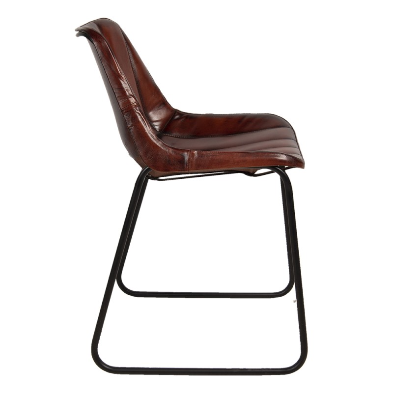 Clayre & Eef Eetkamerstoel  46x48x79 cm Bruin Leder