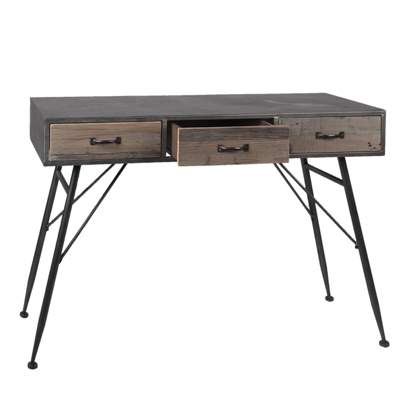 Clayre & Eef Side Table 116x40x80 cm Grey Iron Wood Rectangle