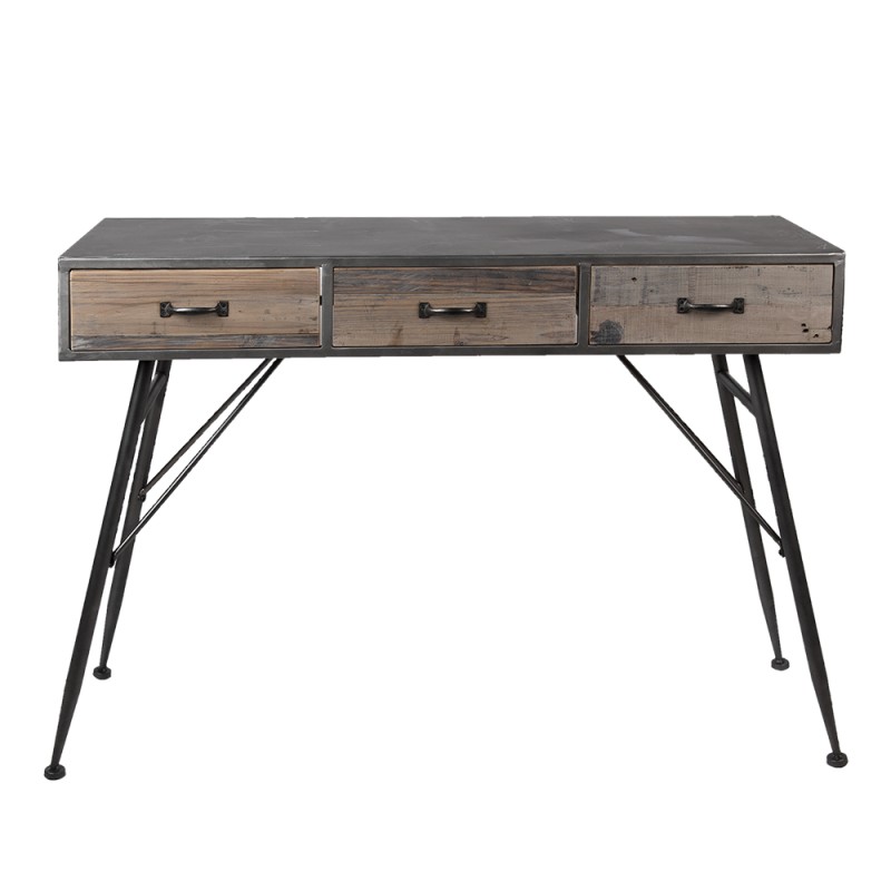 Clayre & Eef Beistelltisch 116x40x80 cm Grau Eisen Holz Rechteck