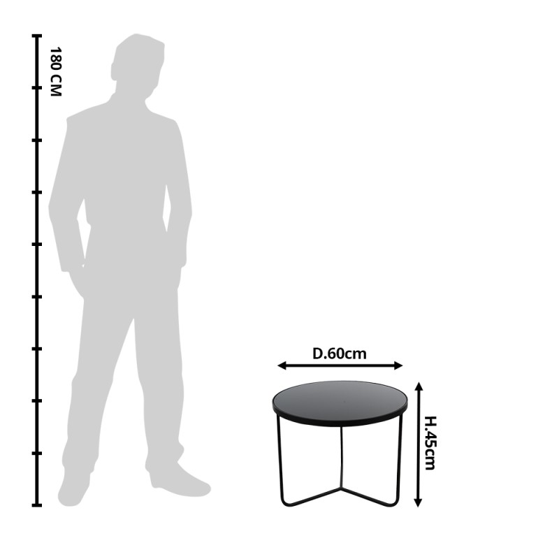 Clayre & Eef Bijzettafel  Ø 60x45 cm Zwart Aluminium Rond