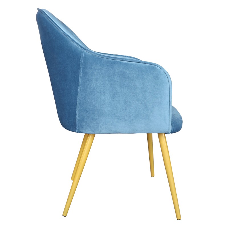Clayre & Eef Sedie da pranzo 58x56x83 cm Blu Ferro Tessuto