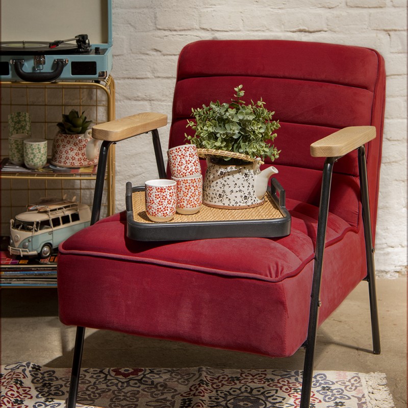 Clayre & Eef Sessel mit Armlehne 60x69x78 cm Rot Textil