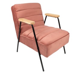 Clayre & Eef Fauteuil avec accoudoir 60x69x78 cm Rose Textile