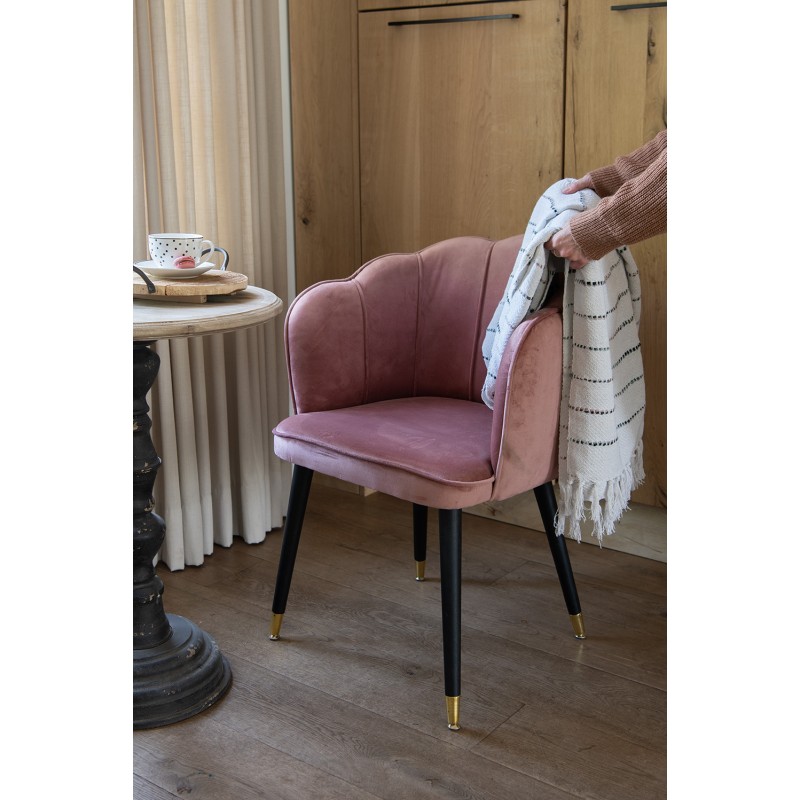 Clayre & Eef Eetkamerstoel  59x62x79 cm Roze Ijzer Textiel