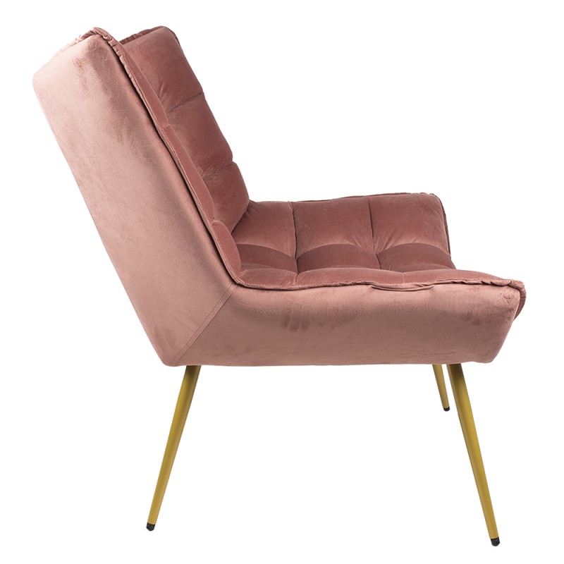 Clayre & Eef Fauteuil  79x91x93 cm Roze Ijzer Textiel