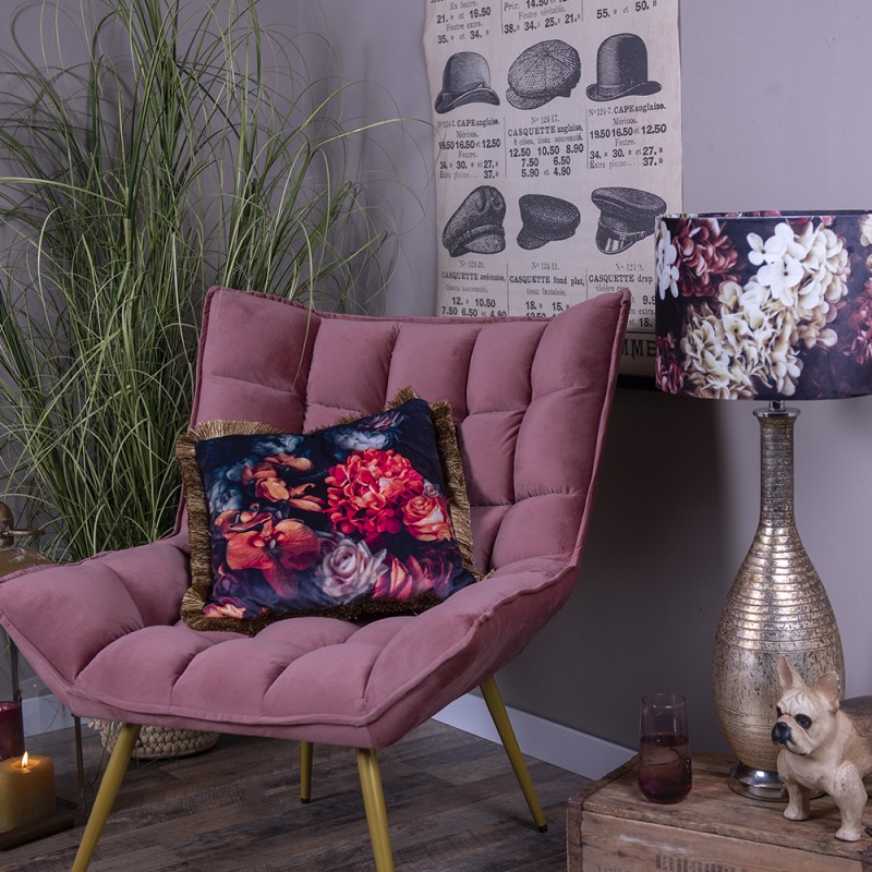Clayre & Eef Fauteuil  79x91x93 cm Roze Ijzer Textiel