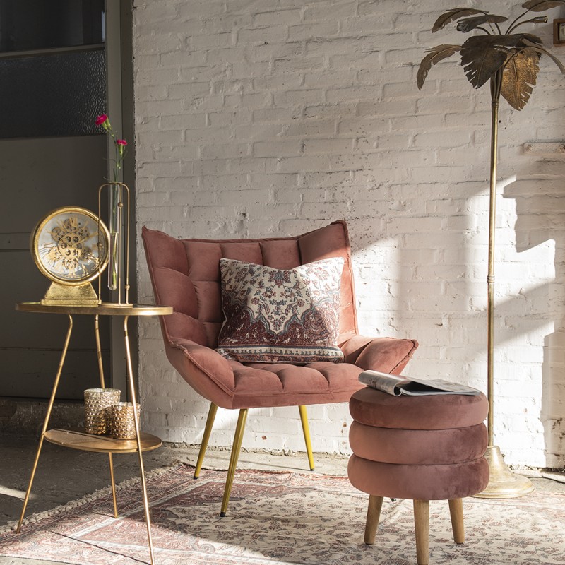 Clayre & Eef Fauteuil  79x91x93 cm Roze Ijzer Textiel
