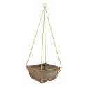 Clayre & Eef Bloempot  21x21x10/61 cm Bruin Hout Metaal Vierkant