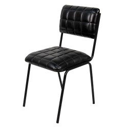 Clayre & Eef Esszimmerstuhl 44x44x84 cm Schwarz Leder