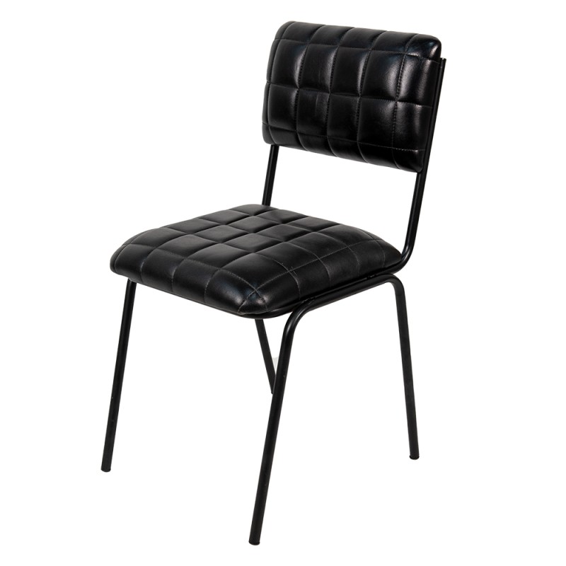 Clayre & Eef Sedie da pranzo 44x44x84 cm Nero Pelle