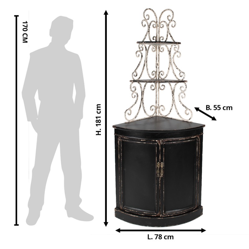 Clayre & Eef Mensola da parete 78x55x181 cm Nero Legno Ferro