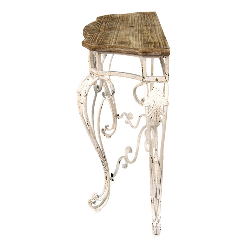Clayre & Eef Sidetable  138x39x77 cm Wit Bruin Hout Ijzer