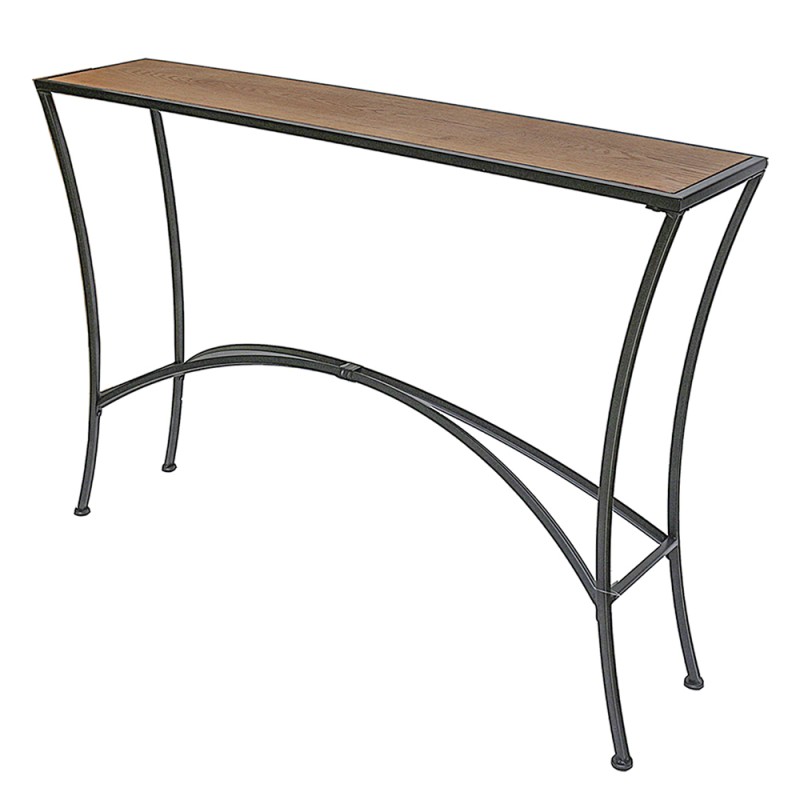Clayre & Eef Tavolino da appoggio 122x27x85 cm Nero Marrone  Ferro Legno