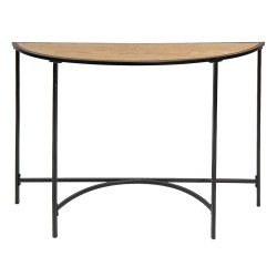Clayre & Eef Side Table 120x31x81 cm Black Brown Iron Wood Semicircle