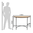 Clayre & Eef Side Table 120x31x81 cm Black Brown Iron Wood Semicircle